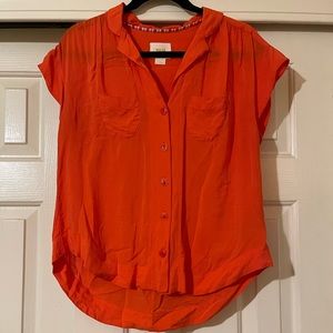 Anthropologie Maeve Bright Orange Collard Shirt
